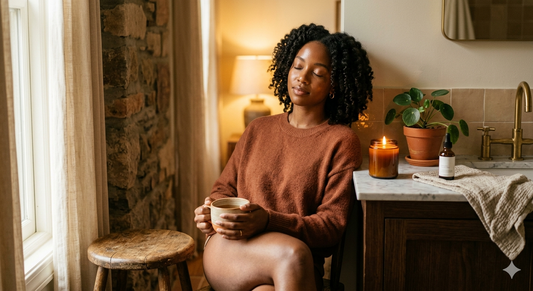 Black woman resting peacefully as part of a self-care routine